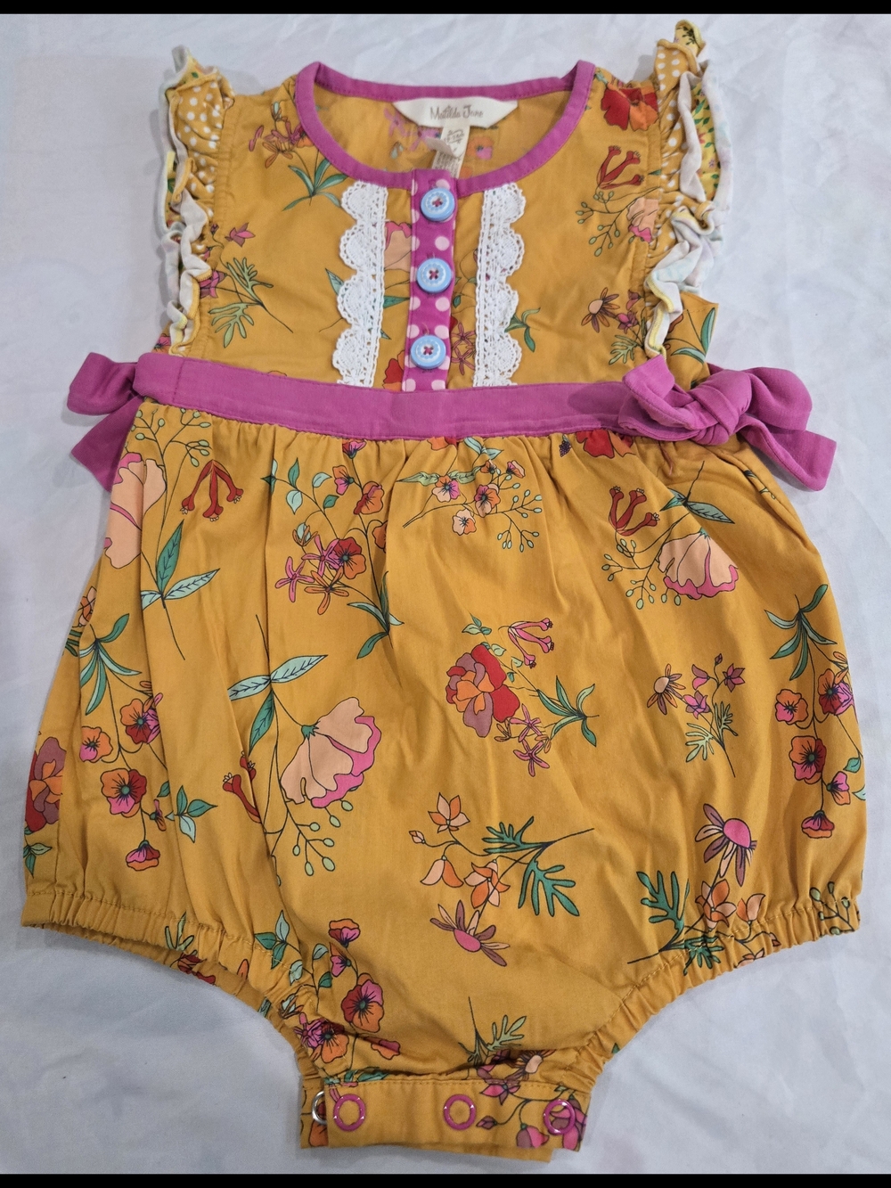 Matilda Jane Yellow Floral Dress with Pink Trim